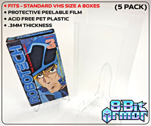 5 Standard VHS Cassette SIZE A Clear Plastic Box Sleeve Protectors Case Display